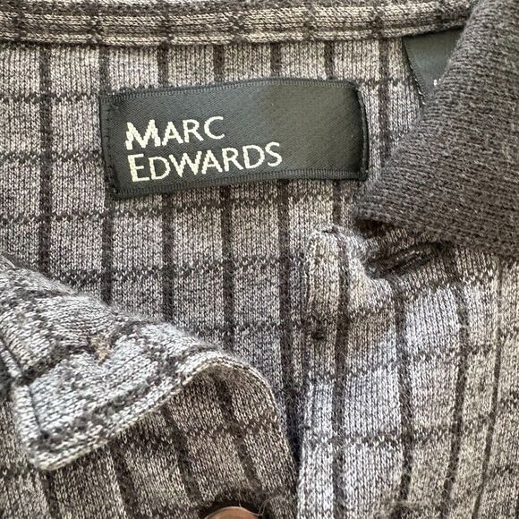 Marc Edwards Collared Casual Shirt Black & Gray Size Large - Picture 5 of 9